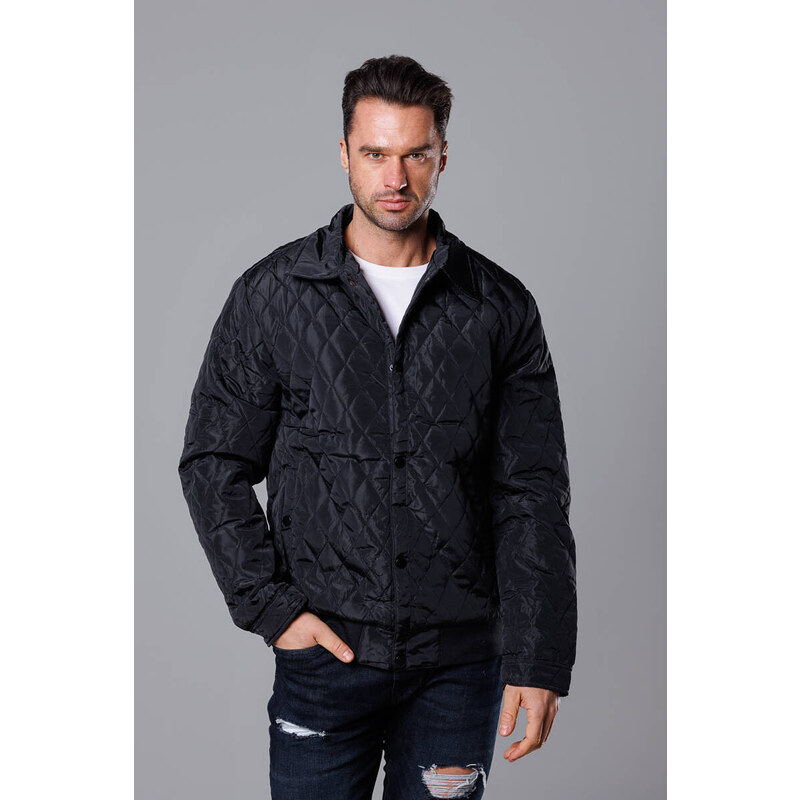 J.STYLE Pánska prešívaná bunda s golierom čierna (58M13081-392) 41244707