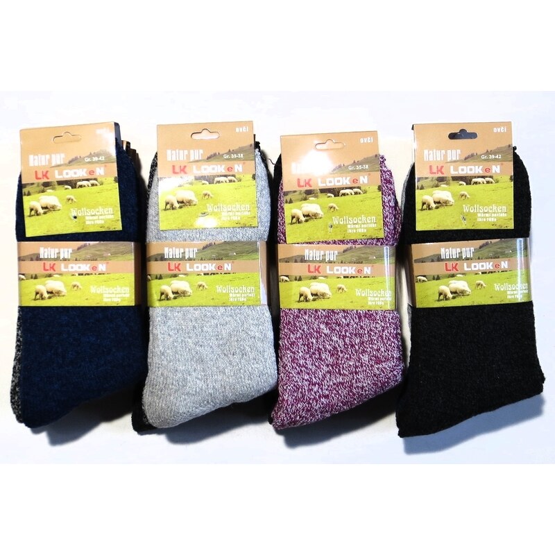 Dámske vlnené hrubé ponožky 3 páry 41091125