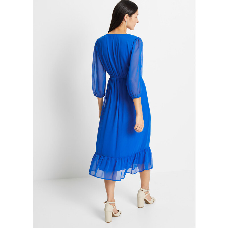 bonprix Midi šaty z recyklovaného polyesteru, farba modrá, rozm. 36