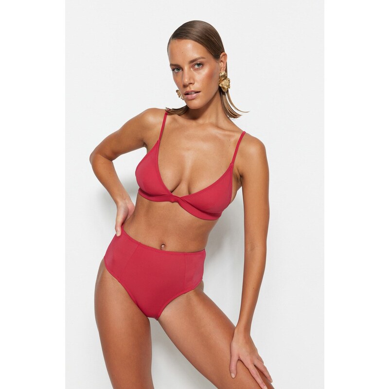 Trendyol Claret Red Triangle s vysokým pásom dvojdielna súprava bikín 64773481