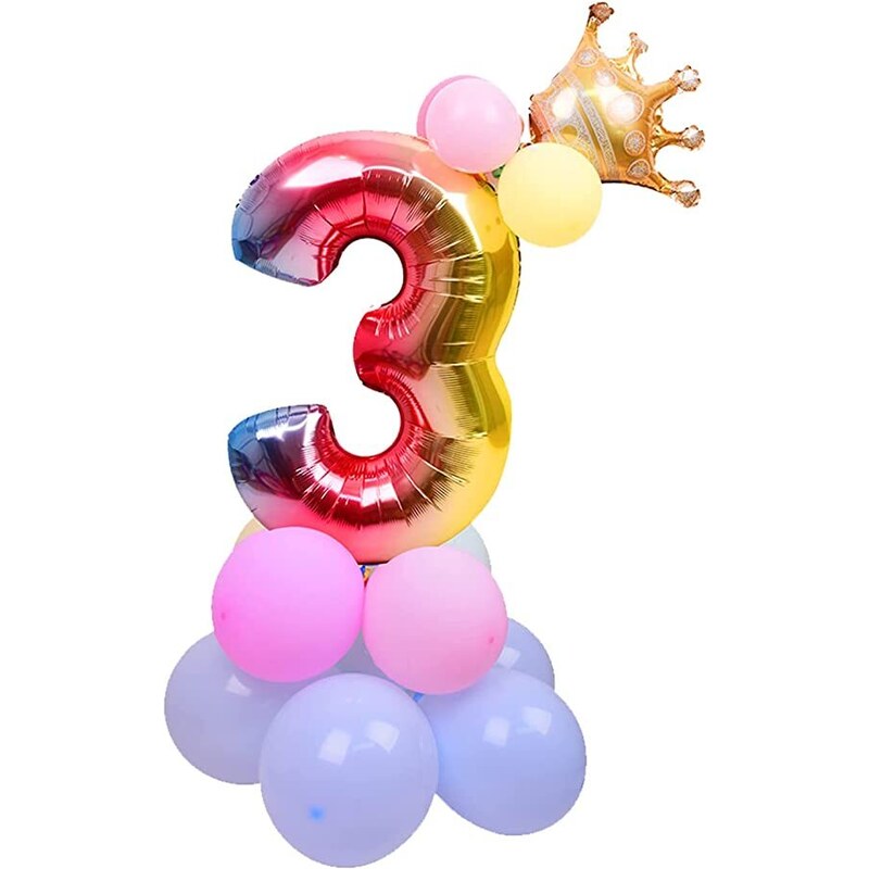Narodeninová farebná sada balónov s číslom 3
