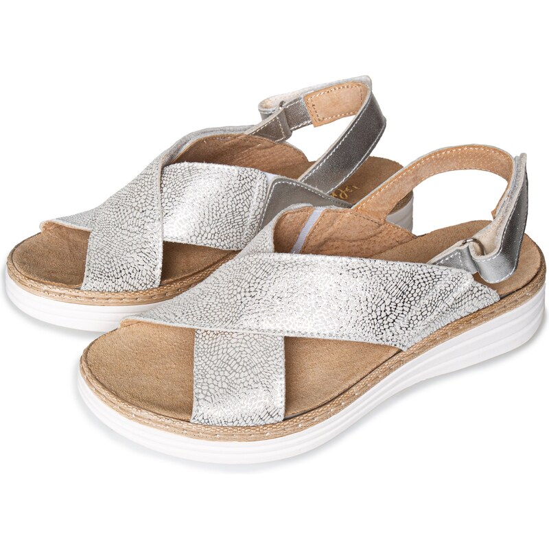 Vlnka Dámske kožené sandále Darina strieborná veľkosti obuvi - dospelí 39611677