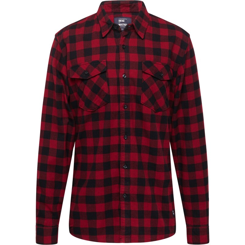 Vintage Industries Košeľa Harley tmavočervená / čierna 39647992