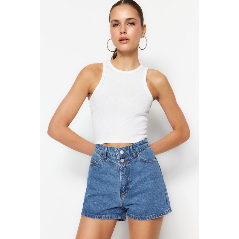 Trendyol Modré Džínsové Šortky & Bermudy 50544576