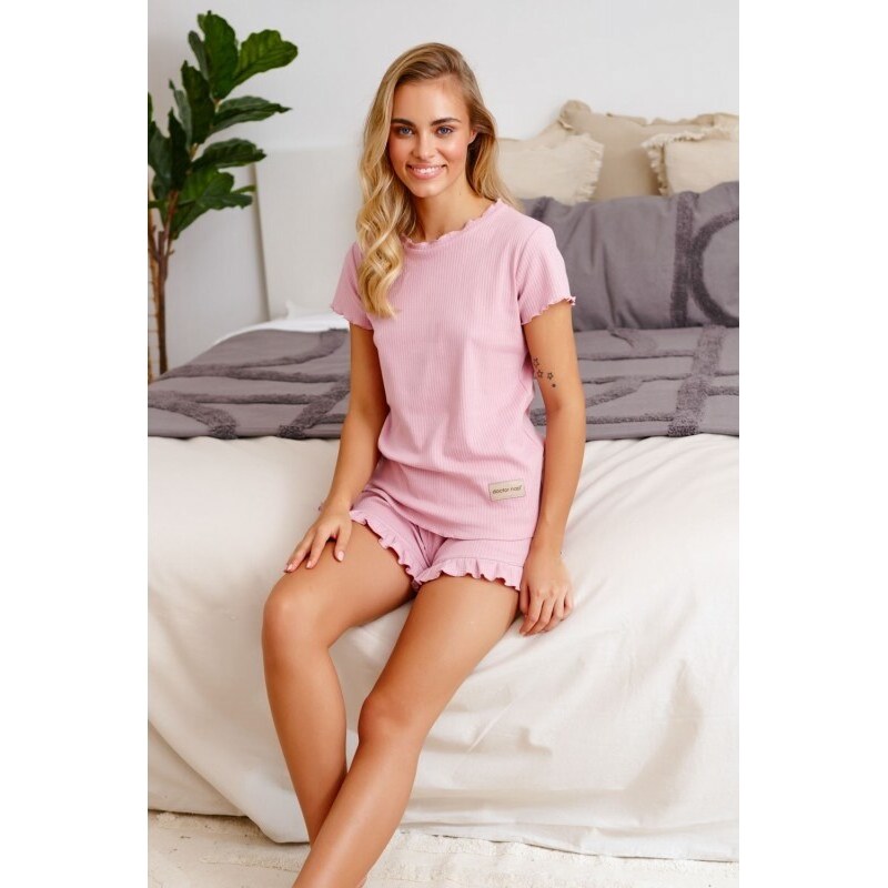 DOCTOR NAP SVETLORUŽOVÉ PYŽAMO Z KLASICKEJ REBROVANEJ BAVLNY 44453240