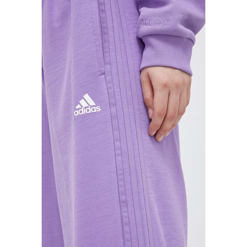 Tepláky adidas fialová farba, jednofarebné