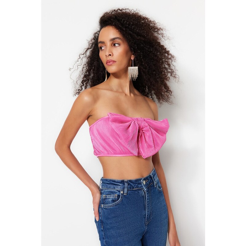 E-shop Trendyol Ružový Pletený Textúrovaný Bustier