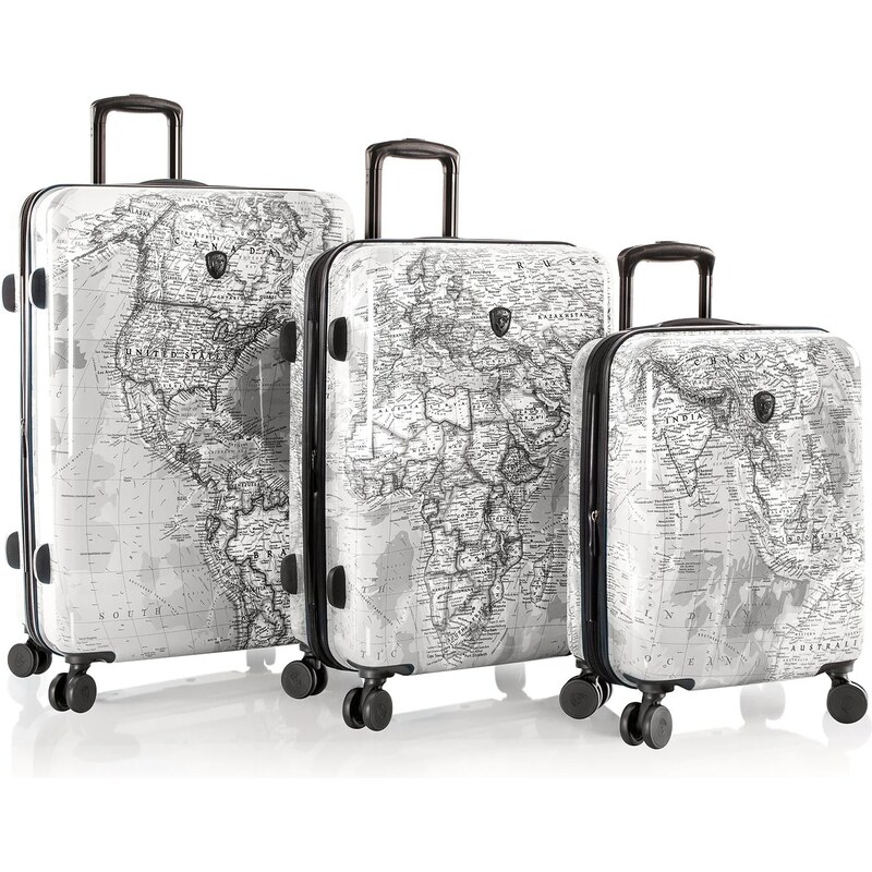 Sada cestovných kufrov Heys Journey 3G S,M,L Black/White Map 39678152