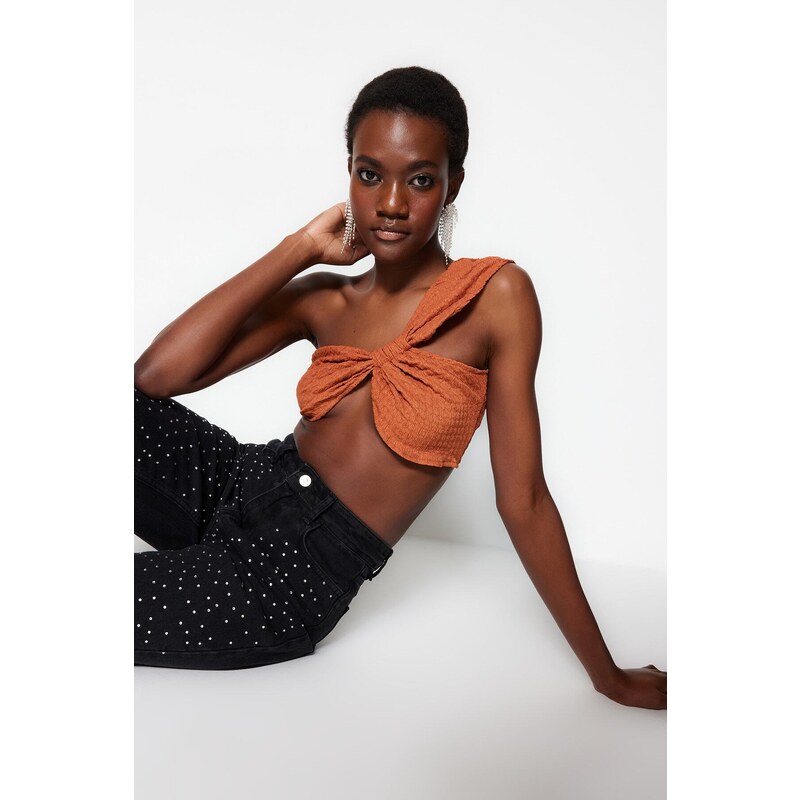 Trendyol Pletený Textúrovaný Bustier s Dlaždicovým Vzorom 50607540