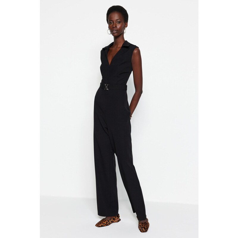 Trendyol Collection Black Belted Maxi Woven Overal