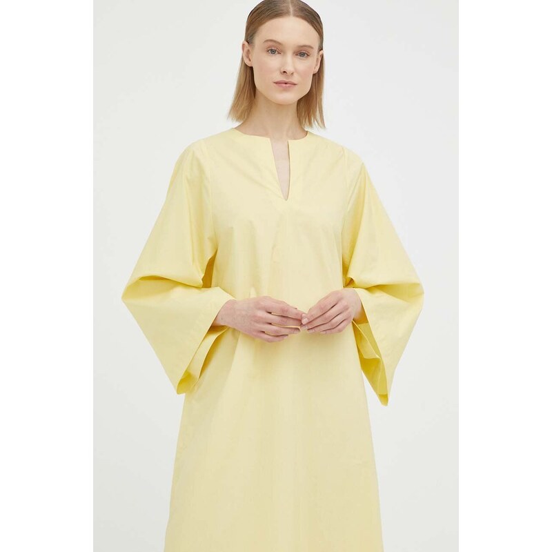 Bavlnené šaty By Malene Birger žltá farba, maxi, oversize