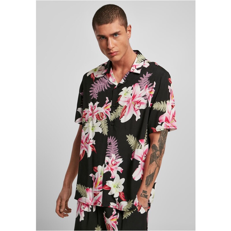 Urban Classics Viscose AOP Resort Shirt darkjungle 50563408