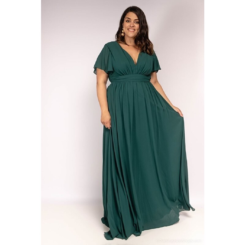 miadresses.sk Zelené šifónové šaty s voľnými rukávmi 39700093