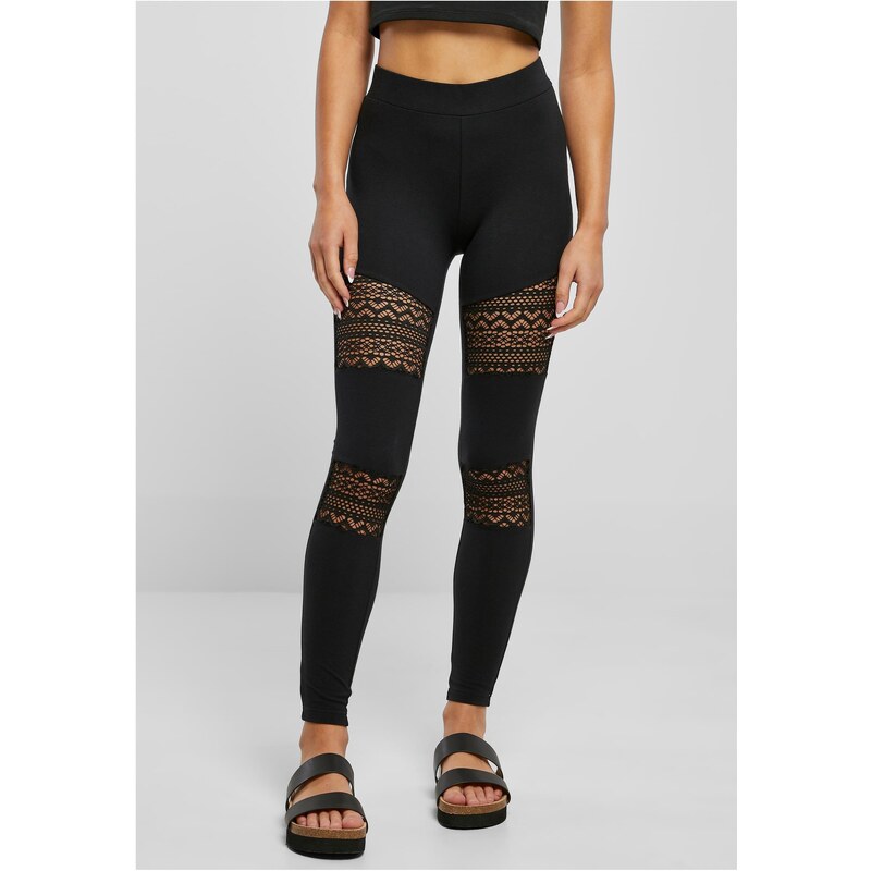 Urban Classics Womens leggings with crocheted lace black 64635037