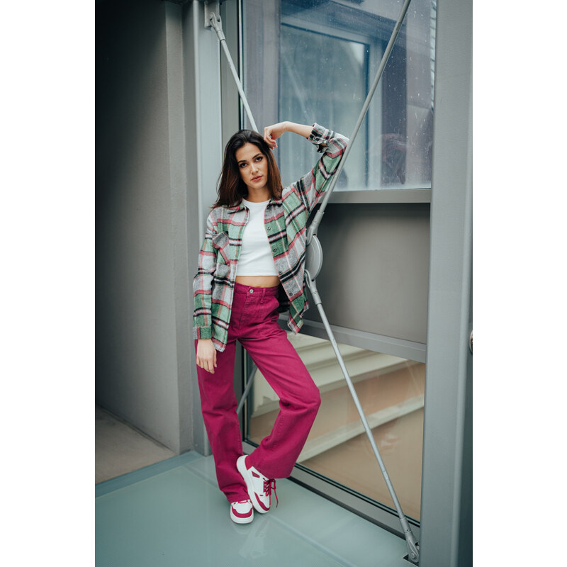 Trendyol Fuchsia vrecko detailné vysoké pás široké nohavice nohavice 50613362