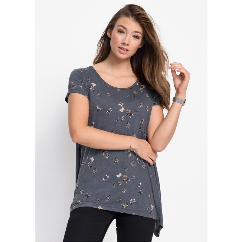 bonprix Tričko s motýlikmi, farba šedá 44799314