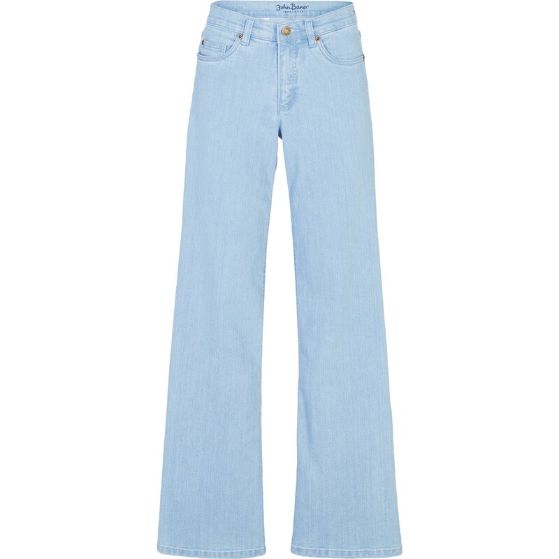 bonprix Strečové džínsy široký strih, stredná výška pása, farba modrá, rozm. 42