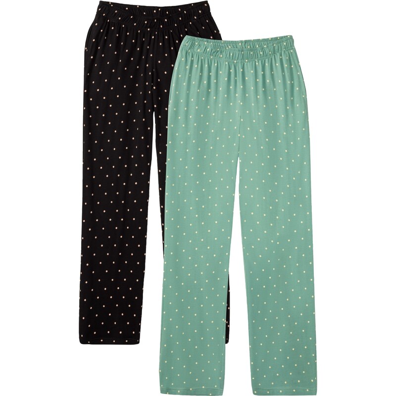 bonprix Pyžamové nohavice (2 ks v balení), farba zelená, rozm. 48/50