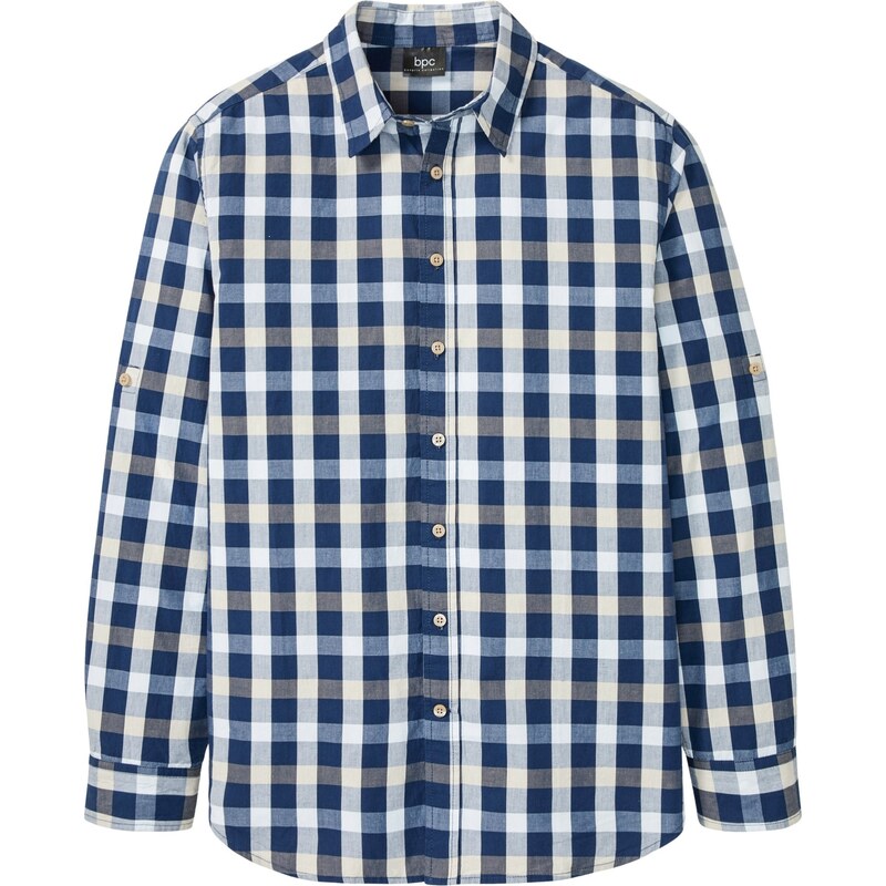 bonprix Košeľa s dlhým rukávom z čistej bavlny, farba modrá 44948679