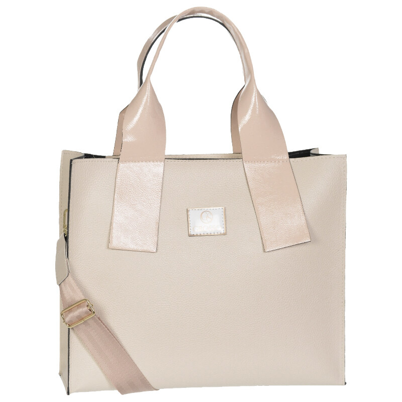 Elegantná väčšia béžová dámska kabelka do ruky S684 GROSSO 40805898