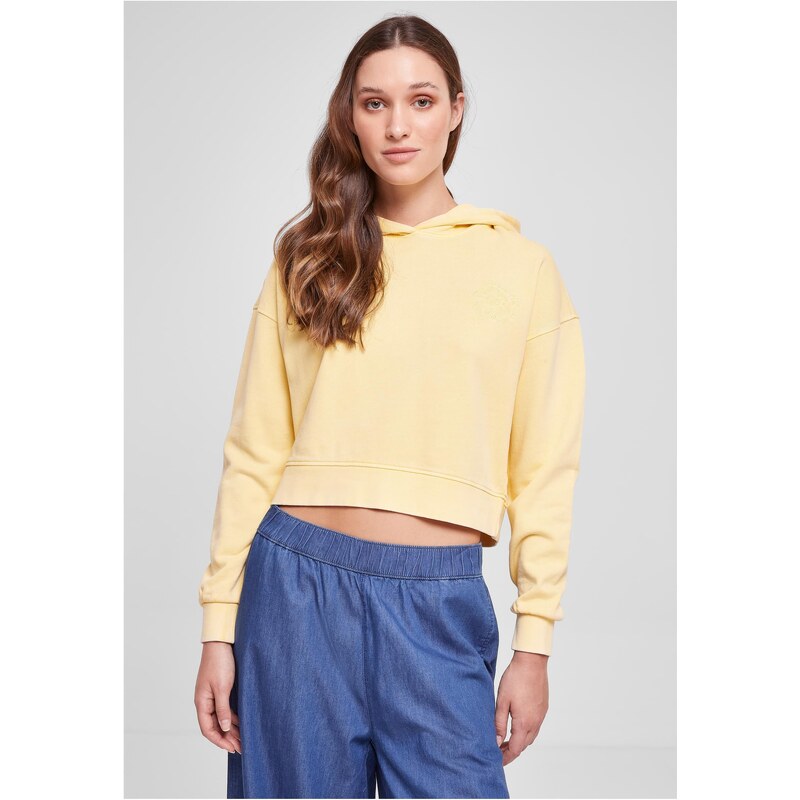 Urban Classics Womens short floral embroidery Terry Hoody vintagesun 50684832