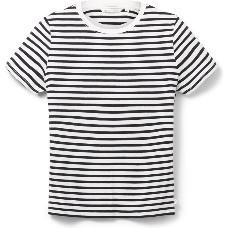 TOM TAILOR DENIM Tričko čierna / biela 40837371