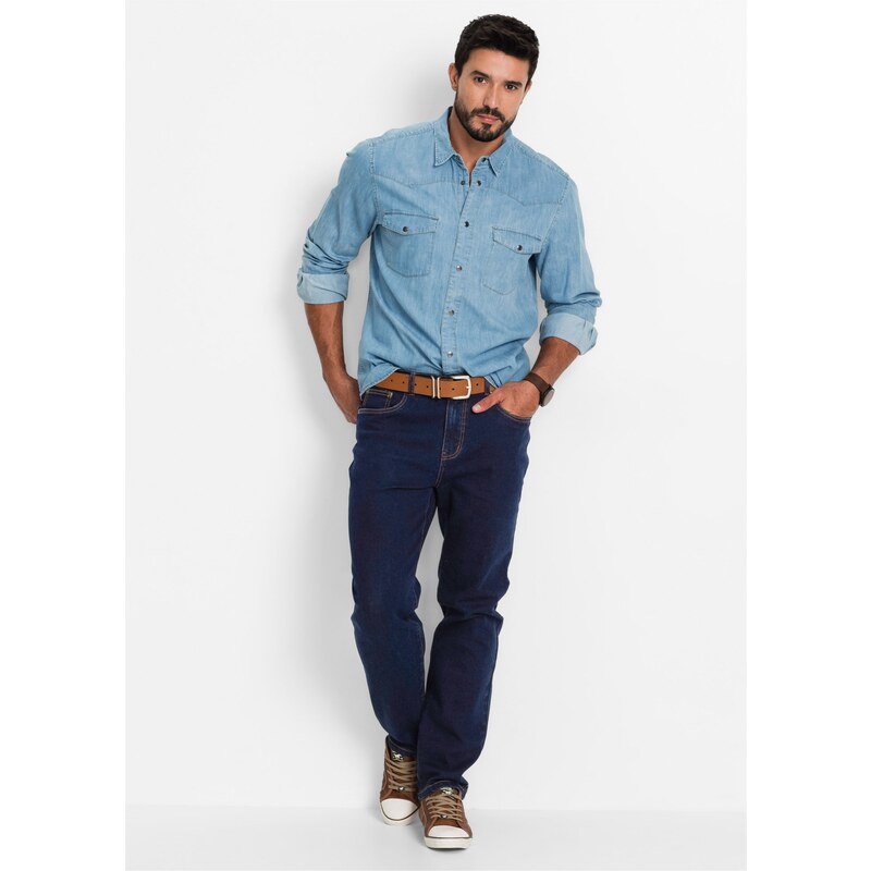 bonprix Strečové džínsy Classic Fit, Straight, farba modrá