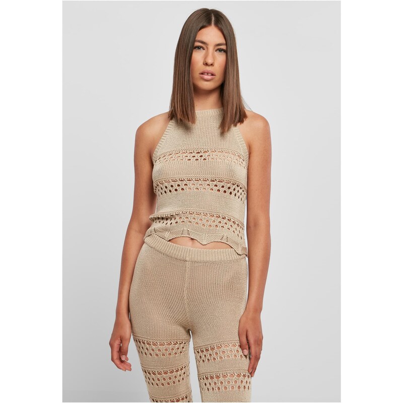 Urban Classics Womens short crocheted neck warmer Top softseagrass 50683507