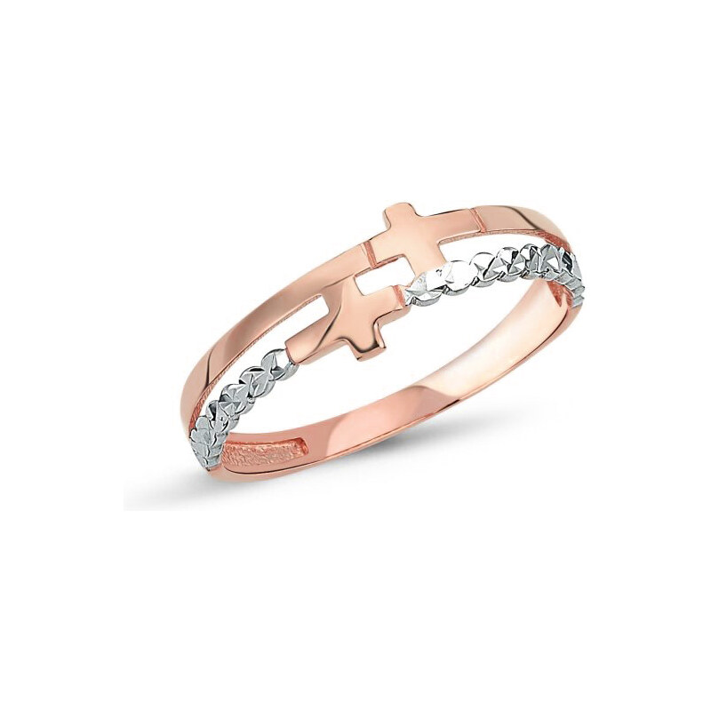 Lillian Vassago Prsteň s krížikmi z kombinovaného zlata LLV46-GR022R 40895152