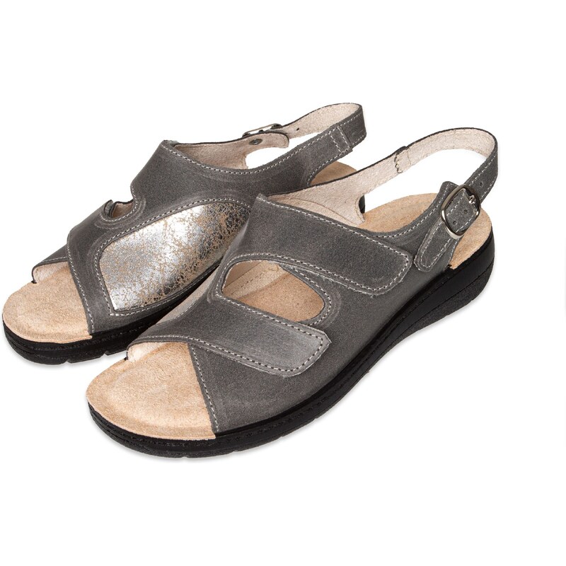 Vlnka Dámske kožené sandále na hallux Soňa sivá veľkosti obuvi - dospelí 36