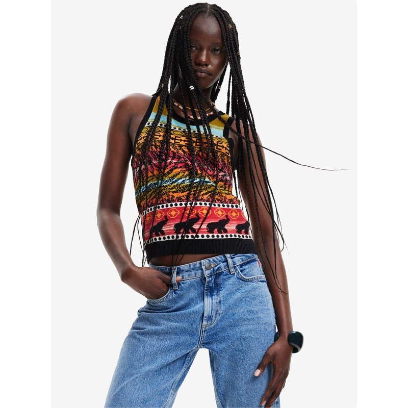 Čierny dámsky vzorovaný top Desigual Xenia 50515793