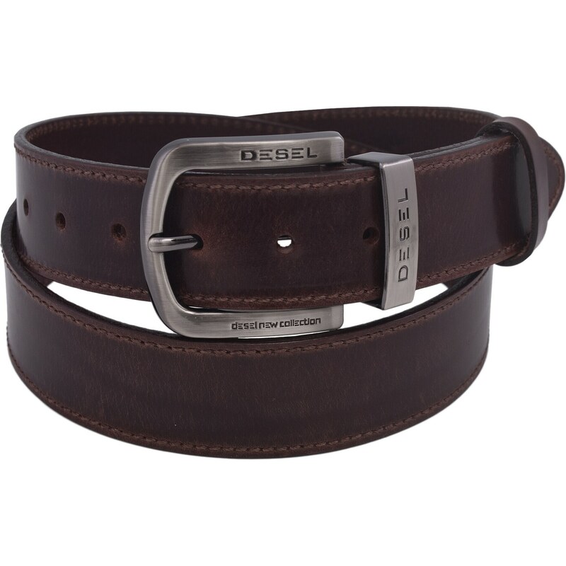 Mercucio Pánsky kožený opasok 740-40-83 tmavohnedý šitý pracka Desel 64508191