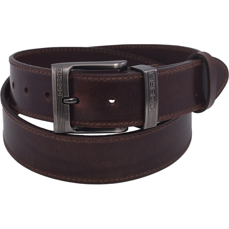 Mercucio Pánsky kožený opasok 740-40-71 tmavohnedý šitý pracka Cobra 64508180