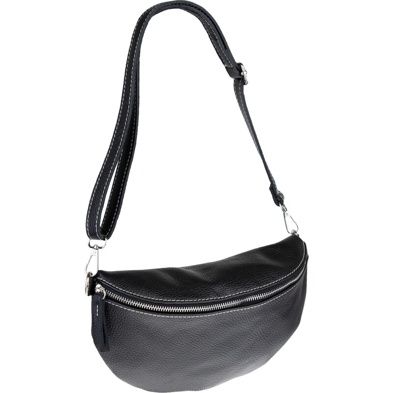 Čierna kožená talianska crossbody kabelka Reni Grande Nera NovaKabelka 40924449