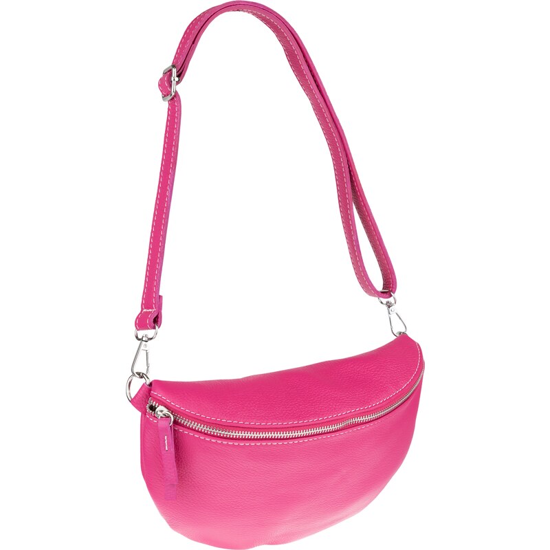 Ružová kožená talianska crossbody kabelka Reni Grande Fuxia 40924445
