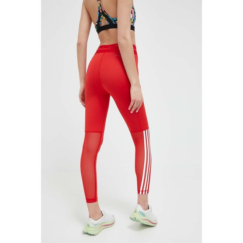 Tréningové legíny adidas Performance Glam dámske, červená farba, s nášivkou