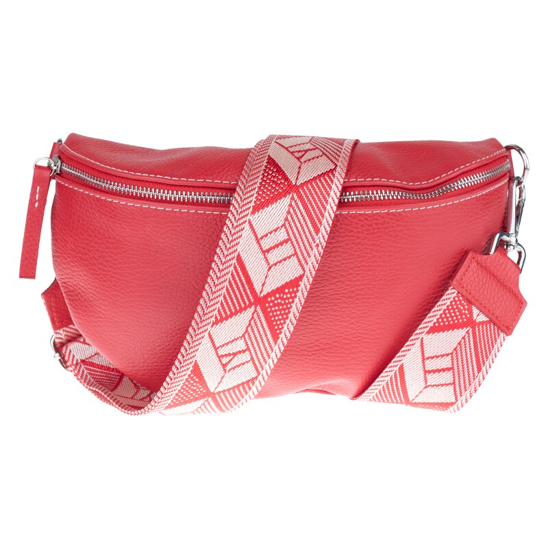 Červená kožená talianska crossbody kabelka Reni Grande Rossa s 40927384