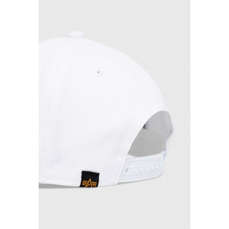 Bavlnená čiapka Alpha Industries 126912.09-White, biela farba, s potlačou