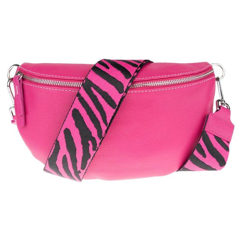 Ružová kožená talianska crossbody kabelka Reni Grande Fuxia s 40954080