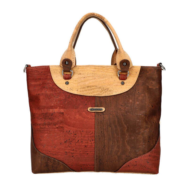 ELENCO Korková dámska kabelka do ruky 811MS tehlovo hnedá 40954113