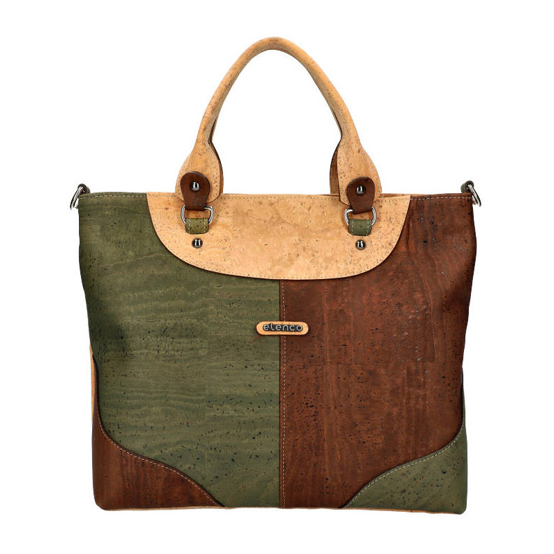 ELENCO Korková dámska kabelka do ruky 811MS zelená 40954114