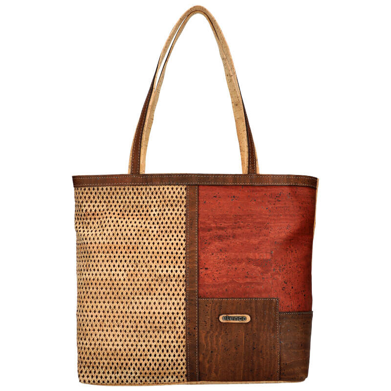 ELENCO Korková dámska kabelka cez rameno 825MS tehlovo hnedá 40954104