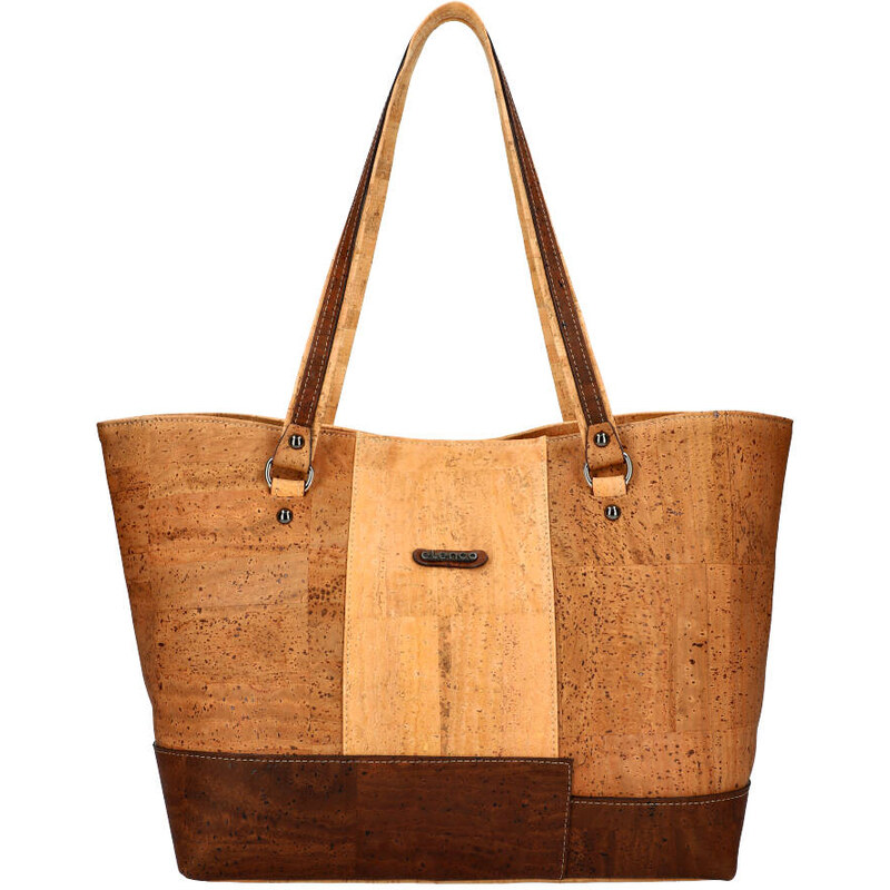 ELENCO Korková dámska kabelka cez rameno 805MS prírodne hnedá 40954100