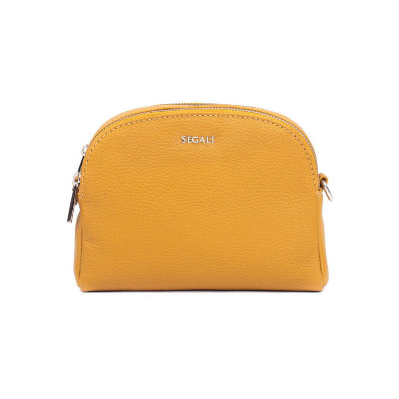 SEGALI Dámska kožená crossbody kabelka 12 Mostaza 66589053