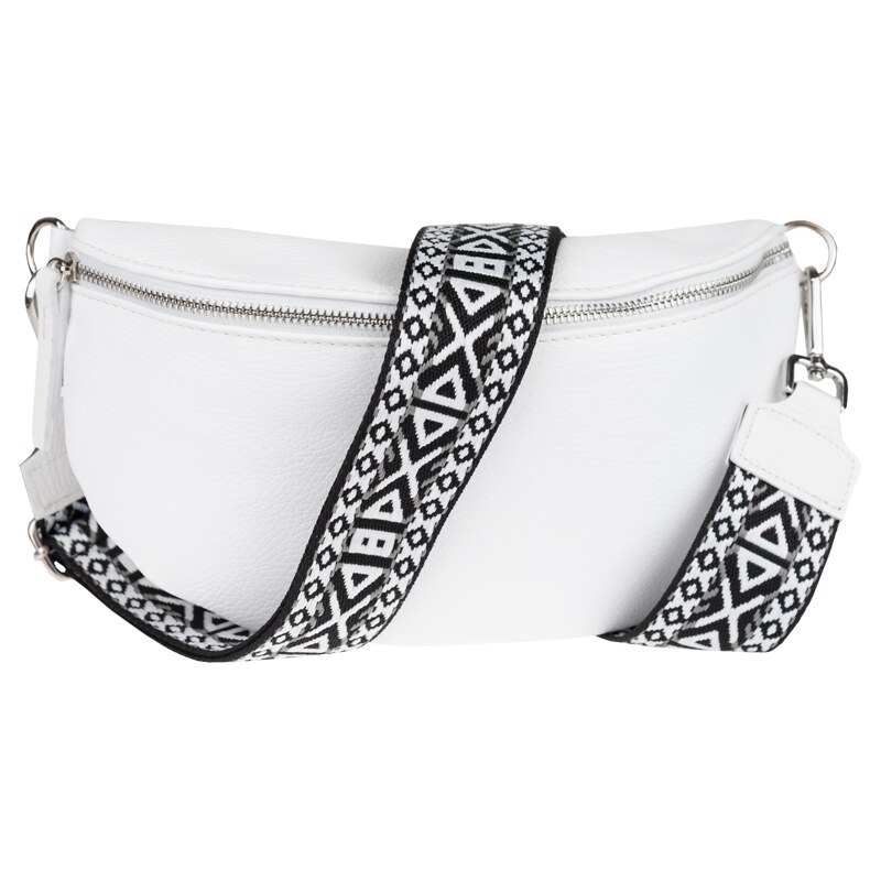 Biela kožená talianska crossbody kabelka Reni Grande Bianca s 40954081