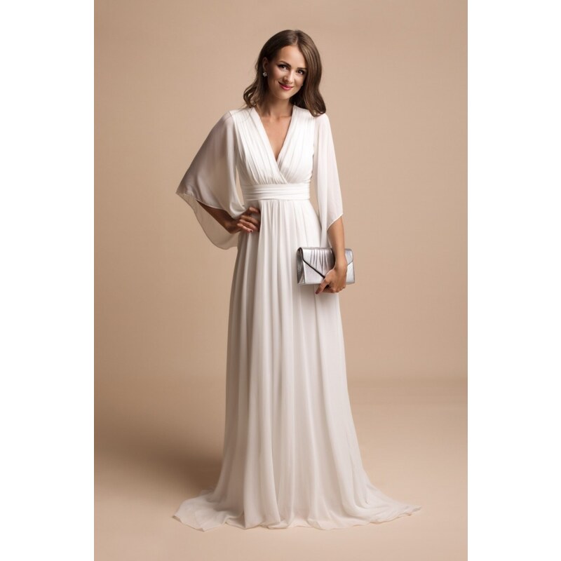 miadresses.sk Biele šifónové šaty s voľnými rukávmi 40954085