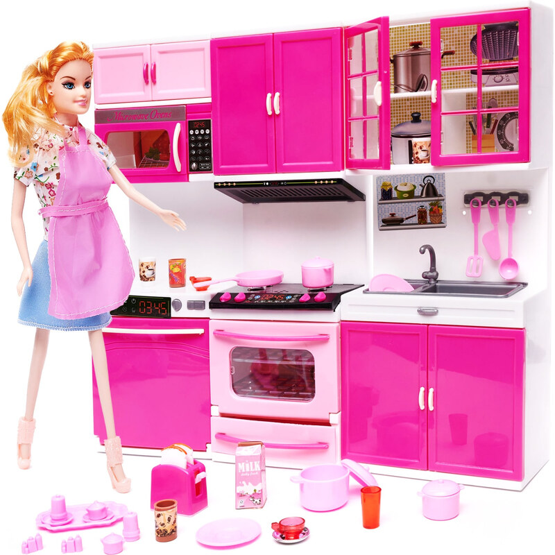 FunPlay FP-6526 Plastová kuchynka pre bábiky 13x7x31 cm, ružová