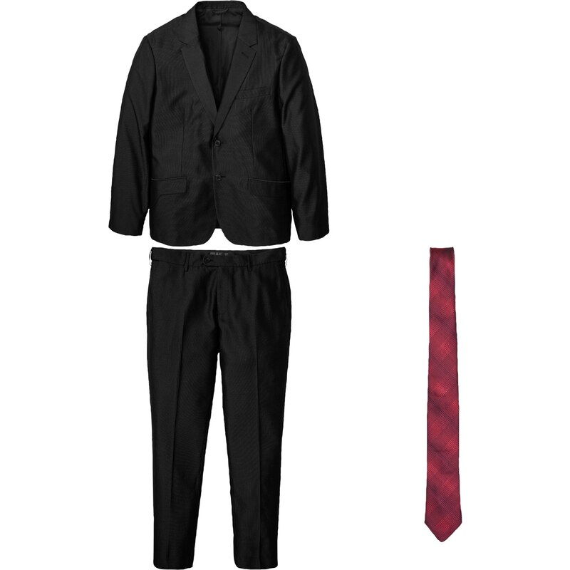 bonprix Oblek (3-dielny): sako, nohavice, kravata, farba čierna, rozm. 58