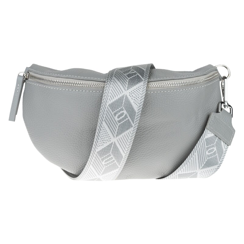 Sivá kožená talianska crossbody kabelka Reni Grande Grigia s prídavným 40984809