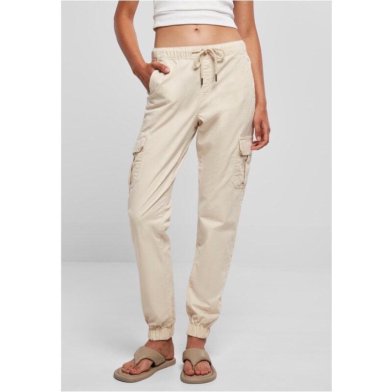 Urban Classics Womens Cargo Jogging Pants with High Waist whitesand 50685457
